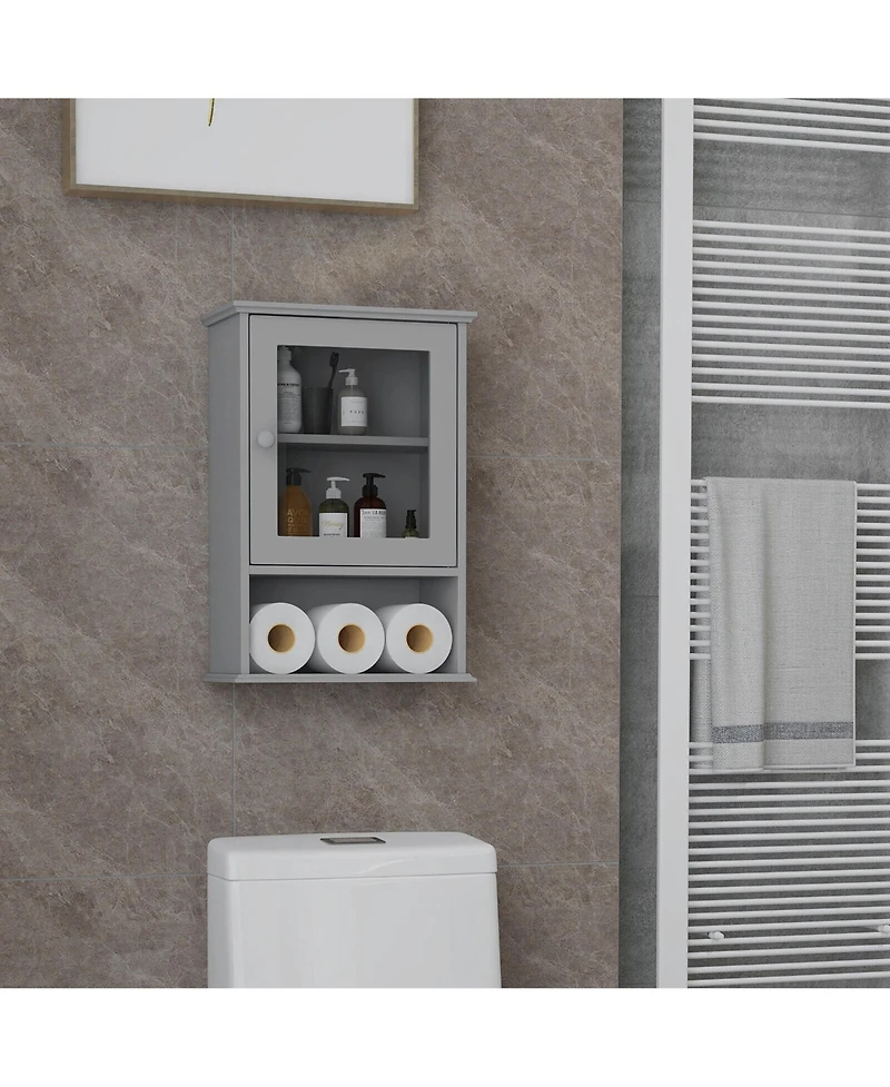 Gymax Wall Mounted Bathroom Cabinet Storage Organize Hanging Medicine Adjustable Shelf