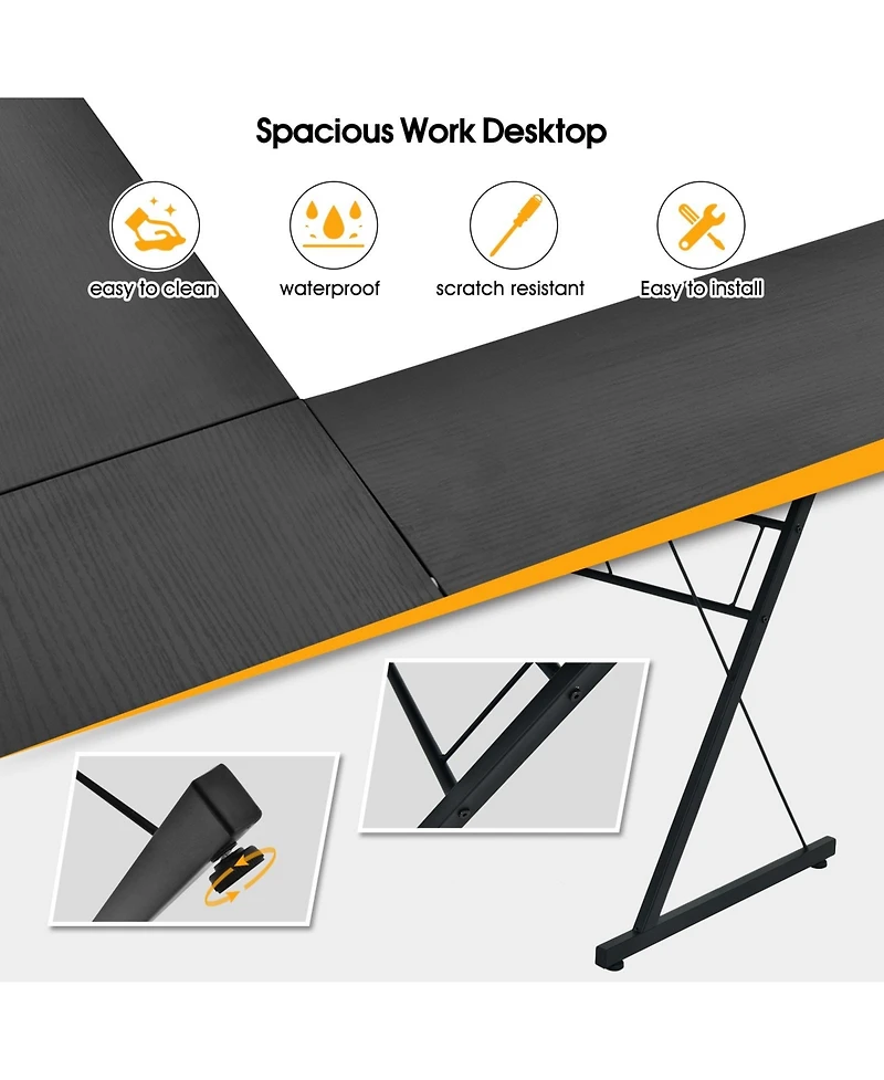 59 Inch L-Shaped Desk Corner Computer Desk with Round Corner