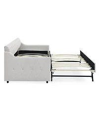 Streamdale Furniture Twin Size Upholstery Day Bed With Twin Size Erectable Trundle And Usb Charging Design