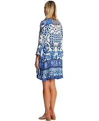La Moda Clothing Women's Printed Pleated Short Dress