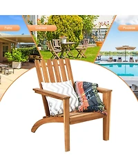 Gymax Patio Lounge Chair Outdoor Wooden Adirondack Chair w/ Armrest