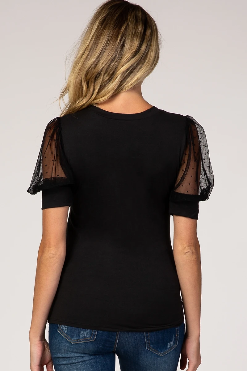 Pinkblush Maternity Black Mesh Sleeve Top