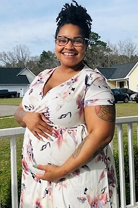 Pinkblush Maternity Ivory Watercolor Floral Hi-Low Wrap Dress