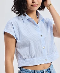 Reistor Women's Oversized Crop Shirt Classic Stripes