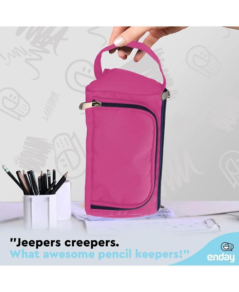 Enday Big Capacity Pencil Case, 3 Compartments Bags with Zipper, Large Pouch, Cute Case Organizer, Zipper Pouches
