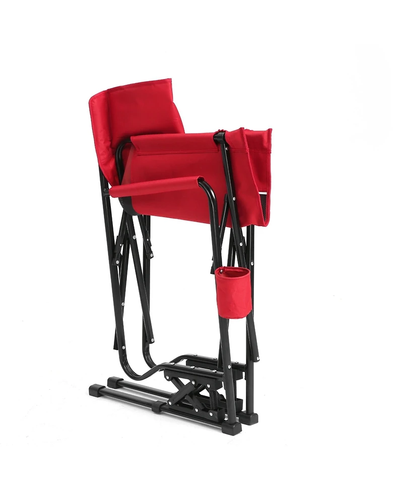 Mondawe Outdoor Freestyle Rocker Camping Chair Portable Folding Rocking Chair with Solid, Durable Armrests, Drink Holder & Comfortable Backrest