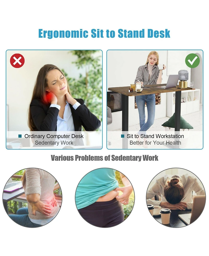 48-inch Electric Height Adjustable Standing Desk with Usb Port