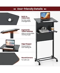 3-Position Height Adjustable Lectern Table with Tilted Tabletop