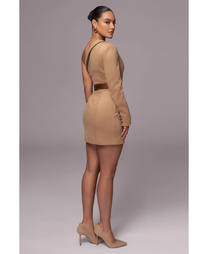 Jluxlabel Women's One Shoulder Suede Blazer Dress