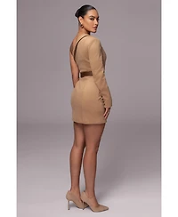 Jluxlabel Women's One Shoulder Suede Blazer Dress