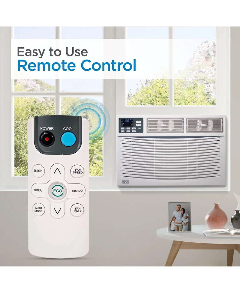 Black+Decker Window Air Conditioner 10,000 Btu, Ac Window Unit Cools Up to 450 Square Feet, Window Ac Unit with Remote Control, 3 Cooling Speeds and F