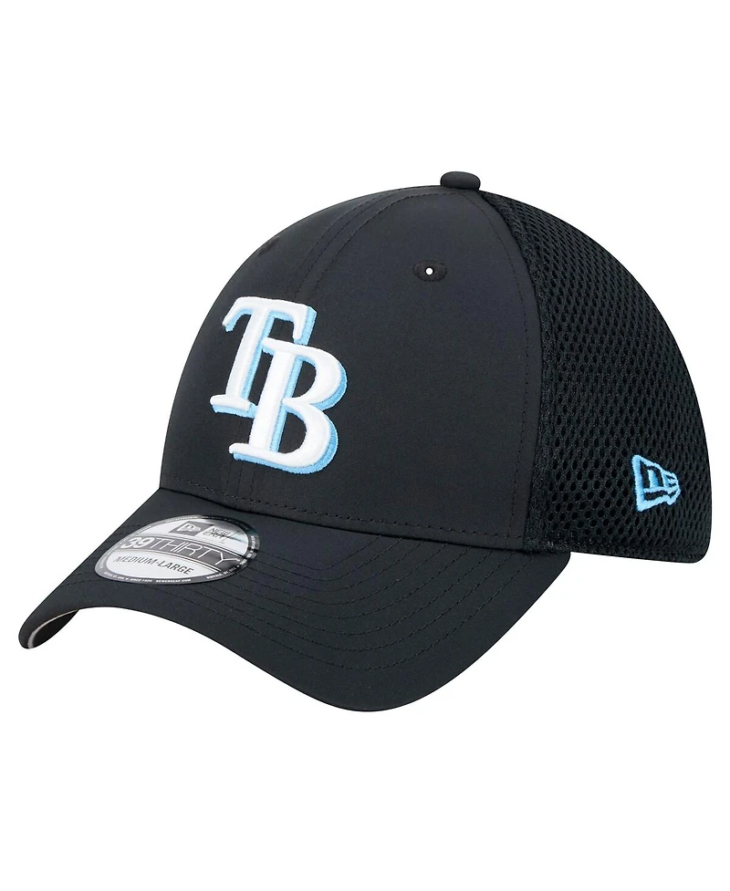 New Era Men's Black Tampa Bay Rays Team Tone 39THIRTY Flex Hat