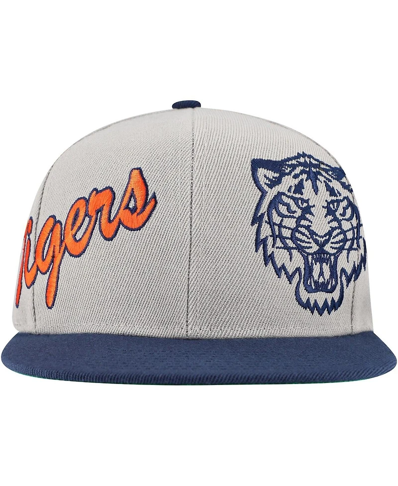 Mitchell & Ness Men's Gray Detroit Tigers Knock Out Panel Snapback Hat