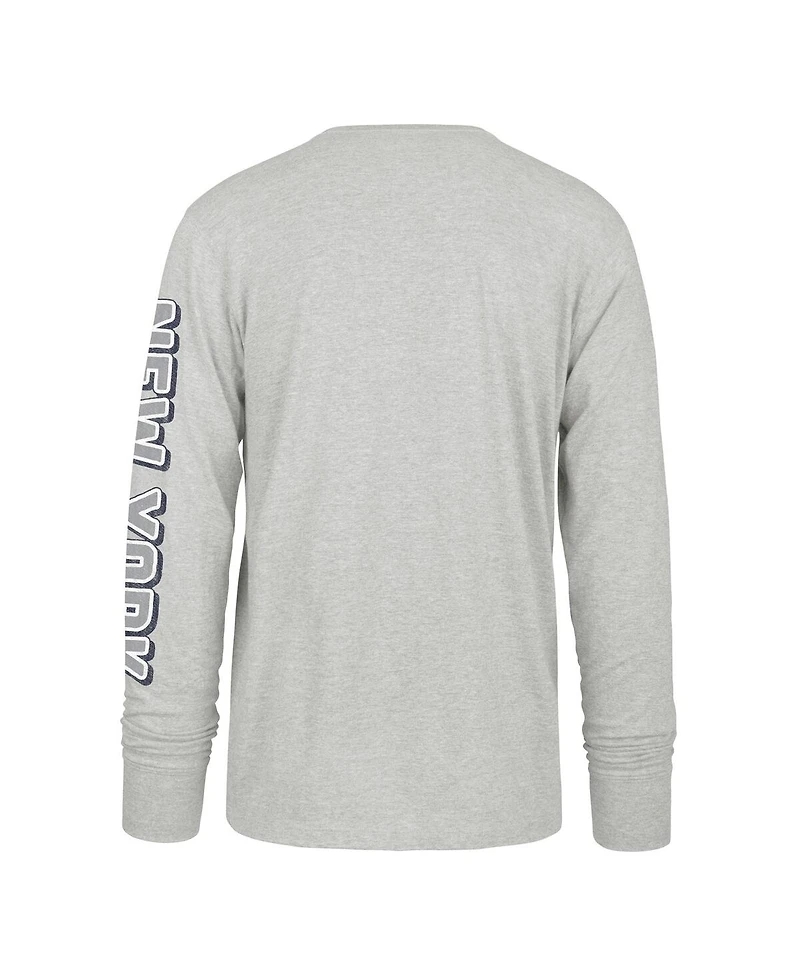 '47 Brand Men's Gray New York Yankees Big Tall Distressed Franklin Long Sleeve T-Shirt