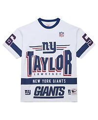 Mitchell & Ness Men's Lawrence Taylor White New York Giants Name Number Team Origins Vintage Logo T-Shirt