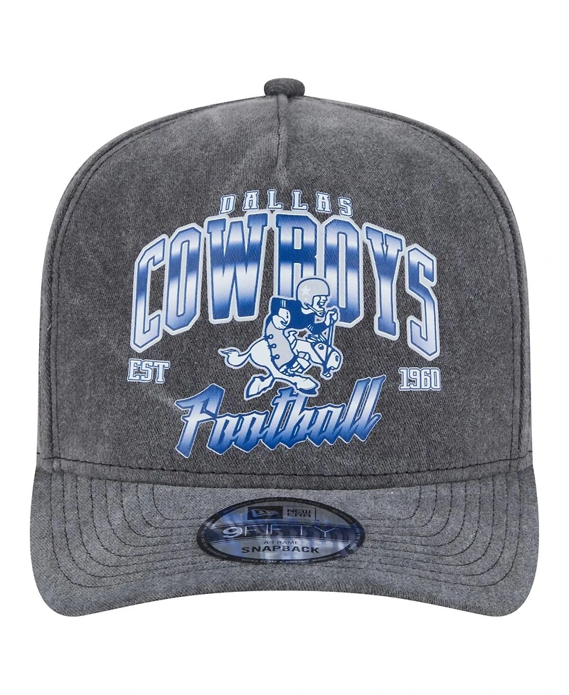 New Era Men's Black Dallas Cowboys Throwback Washed A-Frame 9FIFTY Snapback Hat