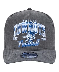New Era Men's Black Dallas Cowboys Throwback Washed A-Frame 9FIFTY Snapback Hat