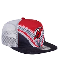 New Era Men's Black/Red New Jersey Devils Throwback V-Dye Adjustable Golfer Hat