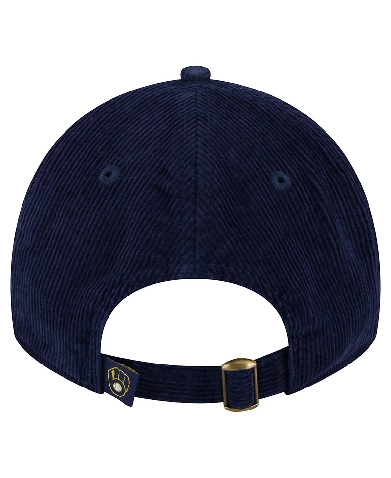 New Era Women's Navy Milwaukee Brewers Corduroy 9TWENTY Adjustable Hat