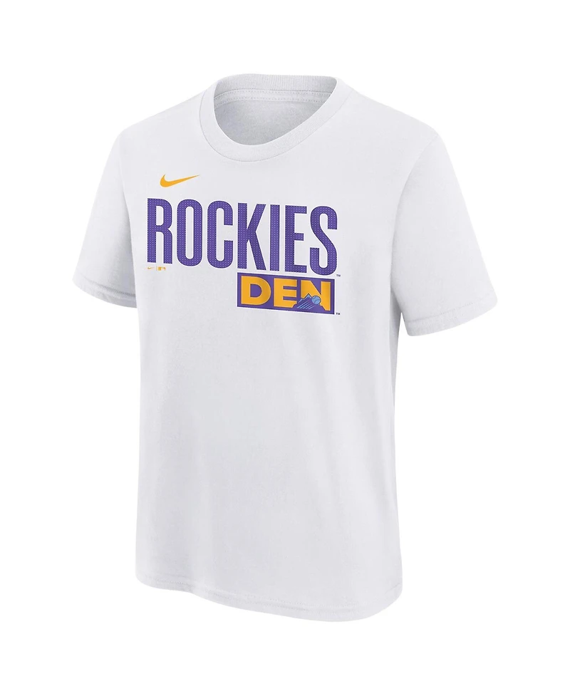 Nike Big Boys and Girls White Colorado Rockies 2025 City Connect Wordmark T-Shirt