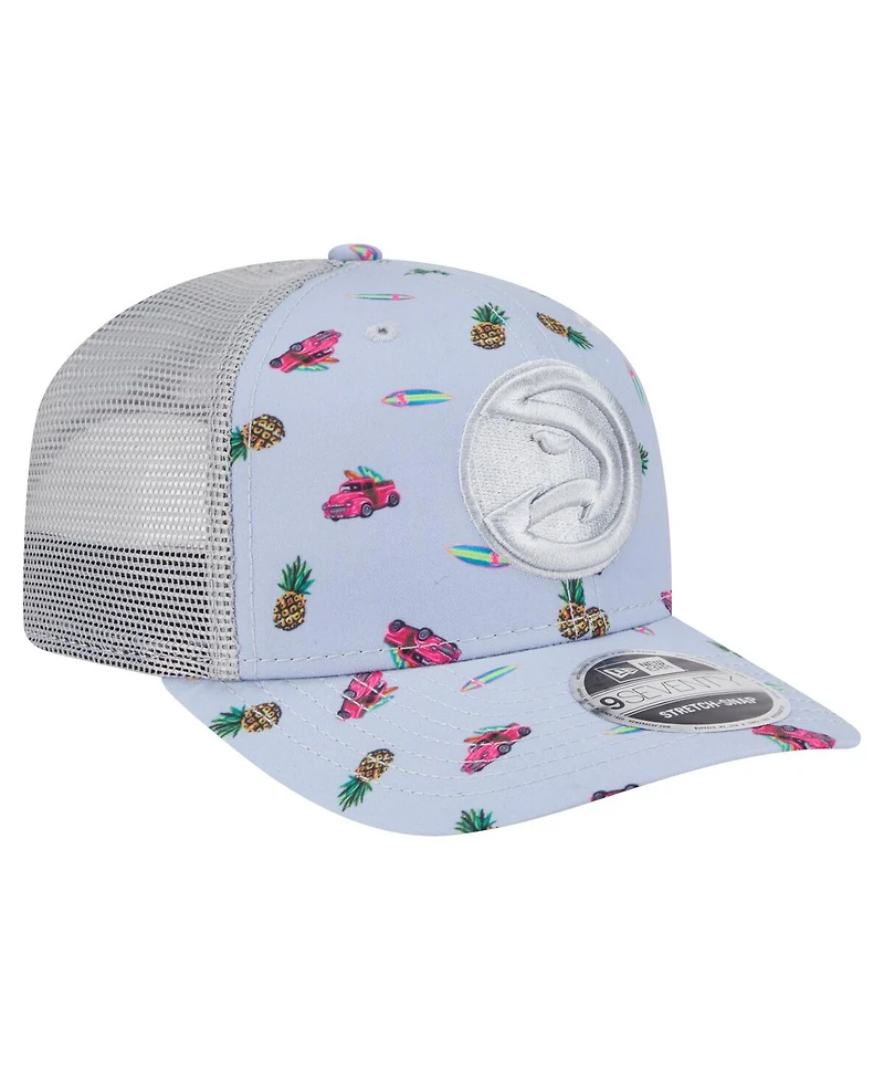 New Era Men's Light Blue/Gray Atlanta Hawks Adventure Aloha Pattern 9SEVENTY Stretch-Snap Hat