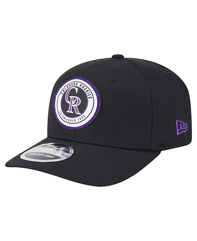 New Era Men's Black Colorado Rockies Circle Patch 9SEVENTY Stretch-Snap Hat