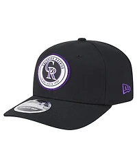 New Era Men's Black Colorado Rockies Circle Patch 9SEVENTY Stretch-Snap Hat