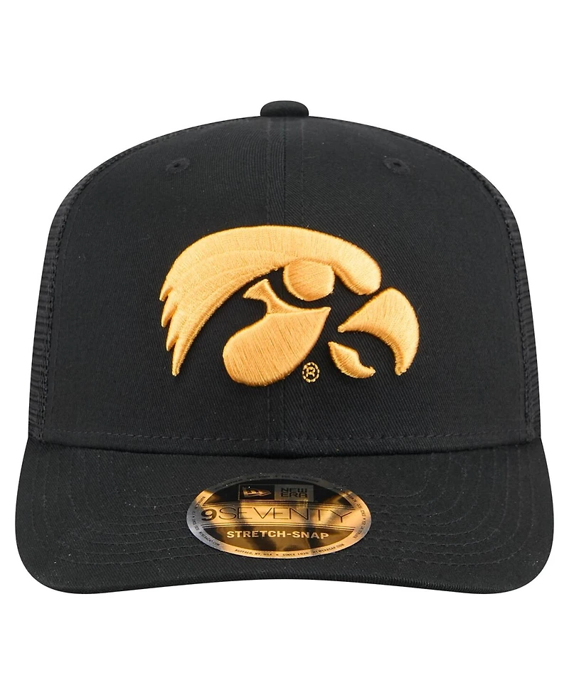 New Era Men's Black Iowa Hawkeyes Primary 9SEVENTY Trucker Stretch Snap Hat