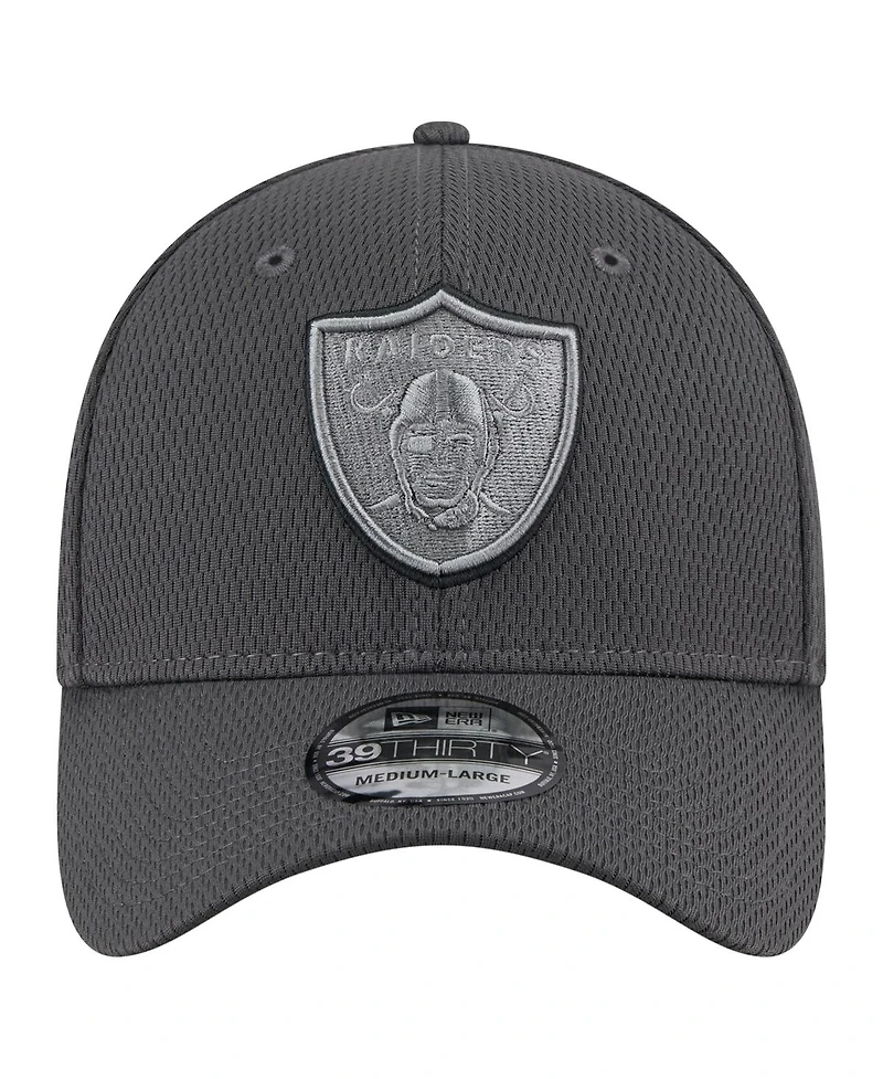 New Era Men's Graphite Las Vegas Raiders Main 39THIRTY Flex Hat