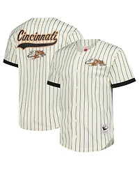 Mitchell & Ness Men's Cream Cincinnati Bengals Final Seconds Vintage Logo Mesh Button-Up Shirt