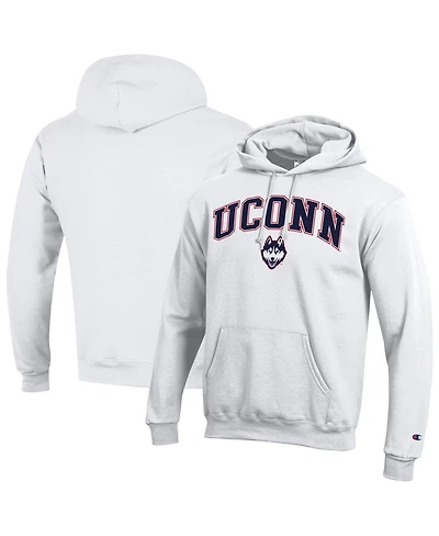 Champion Men's White UConn Huskies Arched Logo Fleece Pullover Hoodie