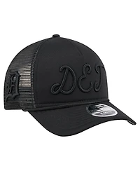 New Era Men's Black Detroit Tigers City Initial 9FORTY A-Frame M-Crown Adjustable Trucker Hat