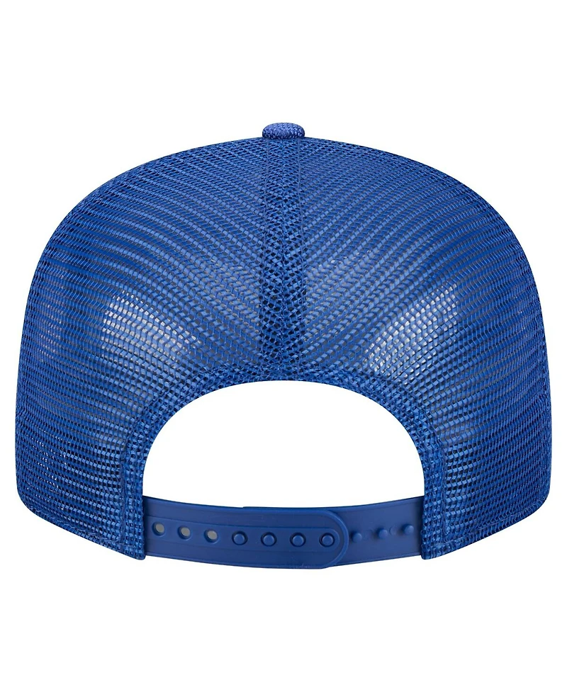 New Era Men's Royal New York Mets Split Panel 9FIFTY Trucker Snapback Hat