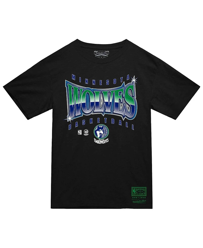 Mitchell & Ness Men's Black Minnesota Timberwolves Worldwide Collection Glow Up T-Shirt