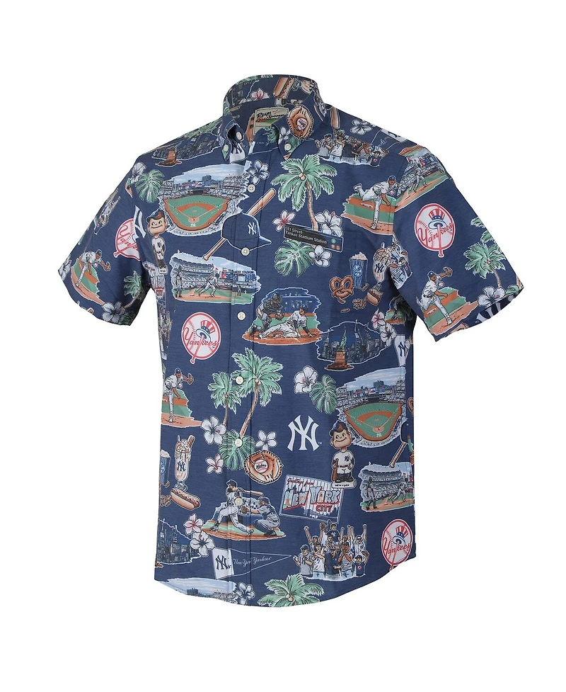 Reyn Spooner Men's Navy New York Yankees Scenic Tri-Blend Button-Down Shirt