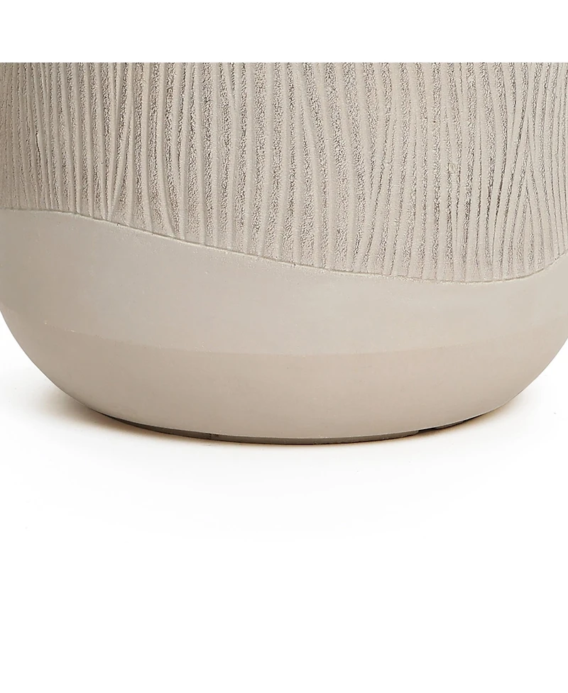 LuxenHome Tan 11.4-Inch Tall Round MgO Planter