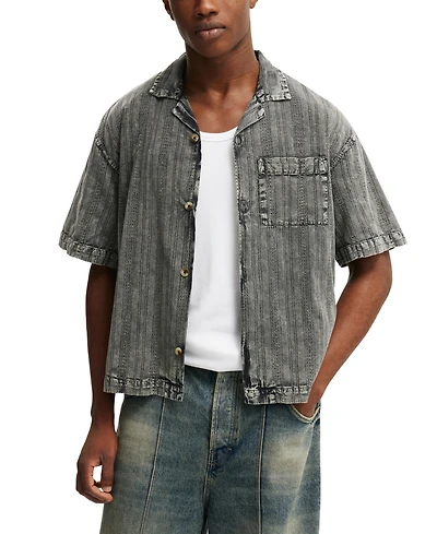 Cotton On Men's Washed Box Fit Short Sleeve Shirt