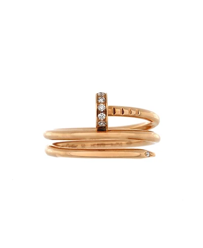 Pre-Owned Cartier Small Juste un Clou Double Ring 18K Rose Gold and Diamonds