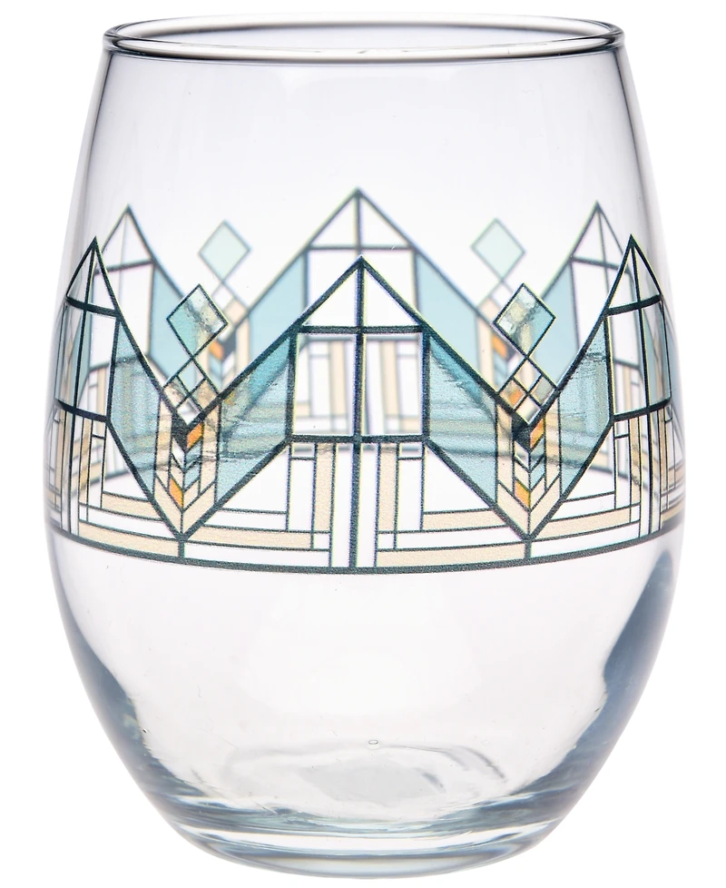 Frank Lloyd Wright Lake Geneva Tulip Stemless Wine Glasses, Set of 4