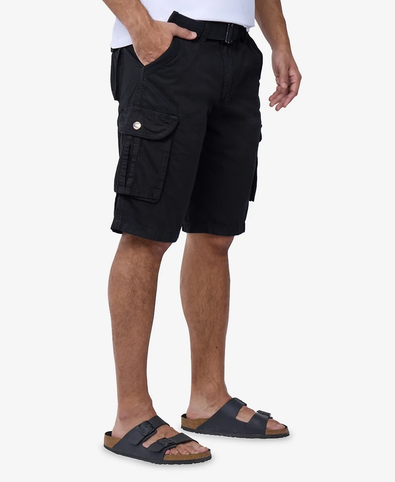 Men's Belted Twill Tape Cargo Shorts