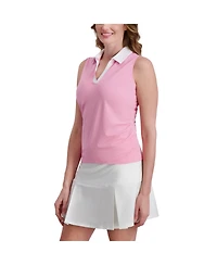 Stella Parker Women's Side Ruched Sleeveless Contrast Collar Polo