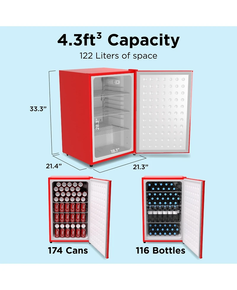 SnowLion Premium 122L Solid Door Mini Fridge 4.3 Cu.ft. Freestanding Under-Counter Mini Refrigerator in Red