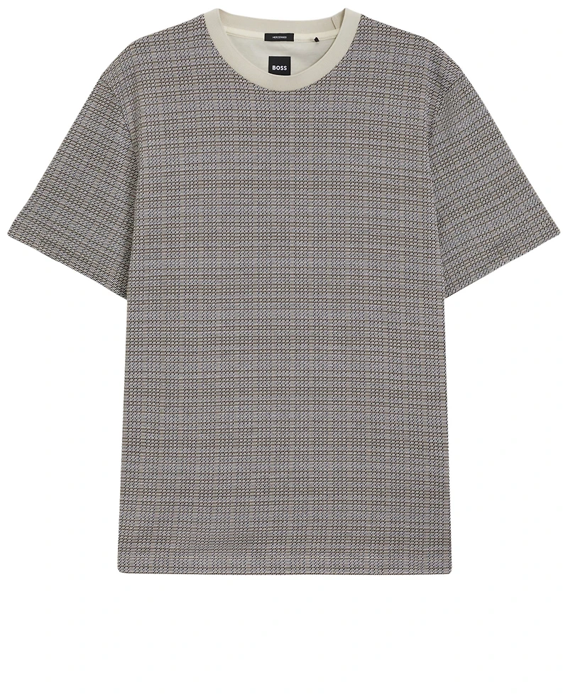 Boss by Hugo Men's Grid Pattern Mercerized-Cotton T-Shirt