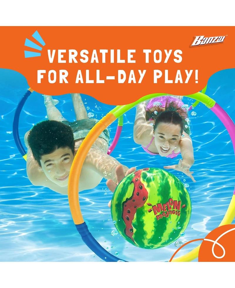 Banzai Melon Madness Pool Challenge Underwater Water-Filled Ball w/ Target Hoop