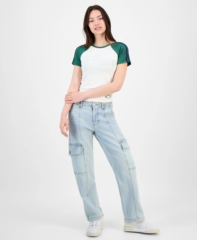 Madden Girl Juniors' High-Rise Cargo Skater Jeans