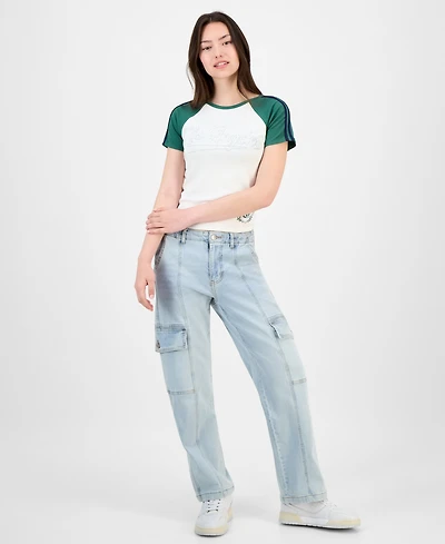 Madden Girl Juniors' High-Rise Cargo Skater Jeans
