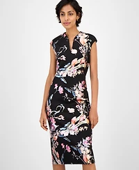 Connected Petite Floral Scuba Crepe Sheath Dress