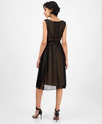 Connected Petite Sleeveless Chiffon Midi Dress
