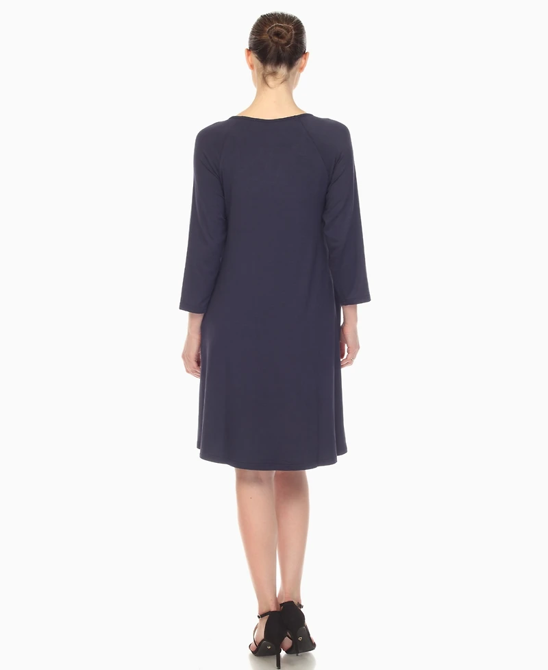 White Mark Women's Criss Cross Neckline A-line Dress