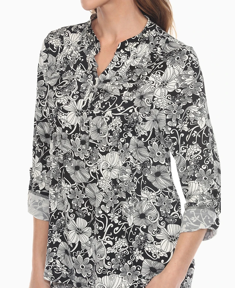 White Mark Women's 2-Piece Floral Print Tunic Top and Pants Set